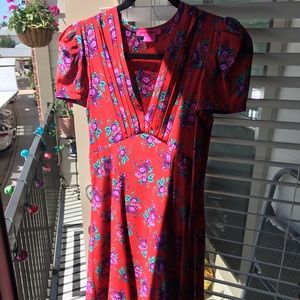 Betsey Johnson Red Floral Dress SIZE 2